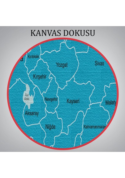 Türkiye Haritası Kanvas Tablo Sınır Komşulu Eğitici Dekoratif Tablo 3087