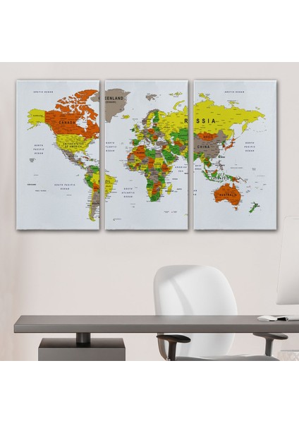 Dünya Haritası Dekoratif Kanvas Tablo Son Derece Detaylı ve Eğitici 1570 modelleri