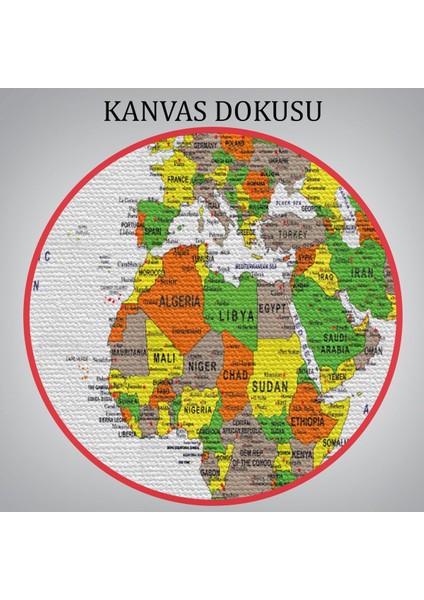 Dünya Haritası Dekoratif Kanvas Tablo Son Derece Detaylı ve Eğitici 1570
