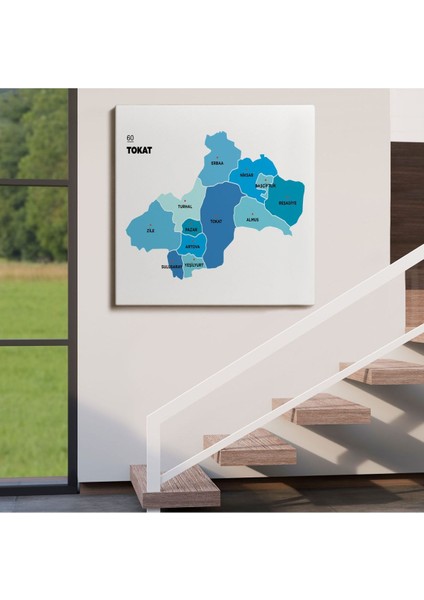 Tokat Ili ve Ilçeler Haritası Dekoratif Kanvas Tablo 1468 fırsatları