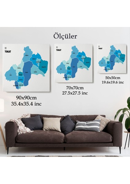 Tokat Ili ve Ilçeler Haritası Dekoratif Kanvas Tablo 1468 indirimleri