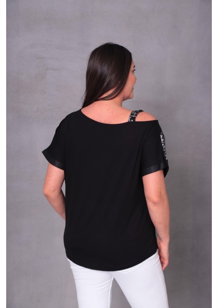 Kadın Büyük Beden Leopar Baskılı Askılı Bluz indirimleri