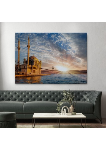 Ortaköy Camii ve Boğaziçi Köprüsü Manzarası Dekoratif Kanvas TABLO-6504 fiyatları