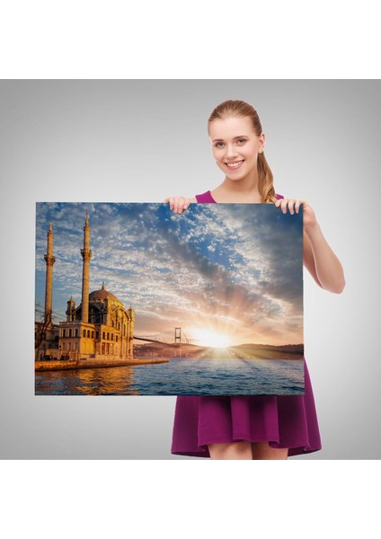 Ortaköy Camii ve Boğaziçi Köprüsü Manzarası Dekoratif Kanvas TABLO-6504 modelleri