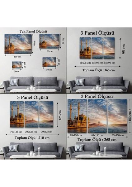 Ortaköy Camii ve Boğaziçi Köprüsü Manzarası Dekoratif Kanvas TABLO-6504