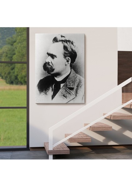Friedrich Nietzsche Siyah Beyaz Dekoratif Kanvas TABLO-5963 fırsatları