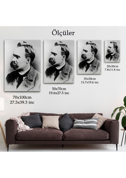 Friedrich Nietzsche Siyah Beyaz Dekoratif Kanvas TABLO-5963