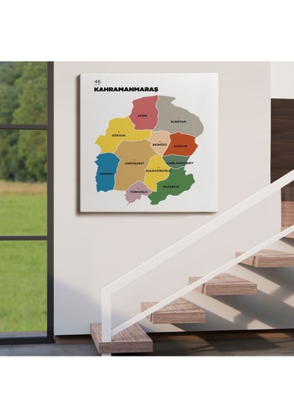 Kahramanmaraş Ili ve Ilçeler Haritası Dekoratif Kanvas Tablo 1371 fırsatları