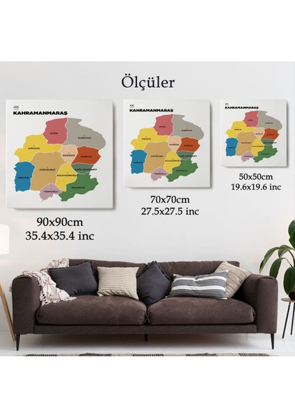 Kahramanmaraş Ili ve Ilçeler Haritası Dekoratif Kanvas Tablo 1371 indirimleri