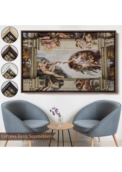 çerçeveli yaratılışı uzanan eller kanvas tablo, eli, tanrının elı-5187