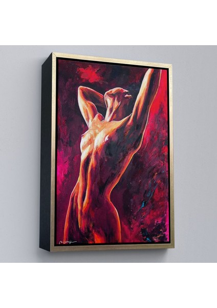 çerçeveli çıplak kadın dekoratif duvar tablosu-6140