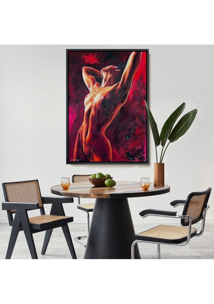 çerçeveli çıplak kadın dekoratif duvar tablosu-6140