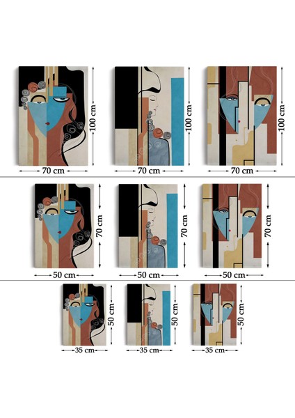 Sürreal Soyut Kadınlar Dekoratif Duvar Tablosu Üçlü Set-Dl-89 fırsatları