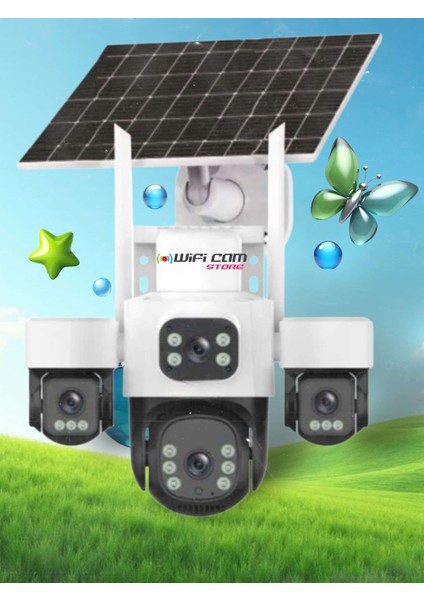 4 Kameralı Çift Panelli 4g Solar Kamera Aov 7/24 Kayıt modelleri