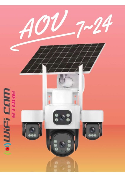 4 Kameralı Çift Panelli 4g Solar Kamera Aov 7/24 Kayıt fırsatları