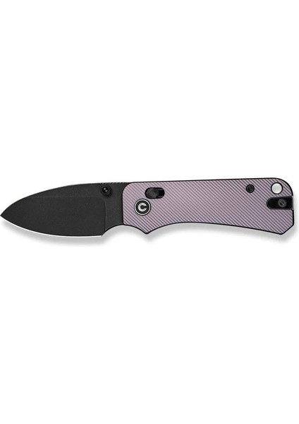 Baby Banter 2 Thumb Stud & Crossbar Lock Knife Purple Aluminum Handle Black Stonewashed Çakı