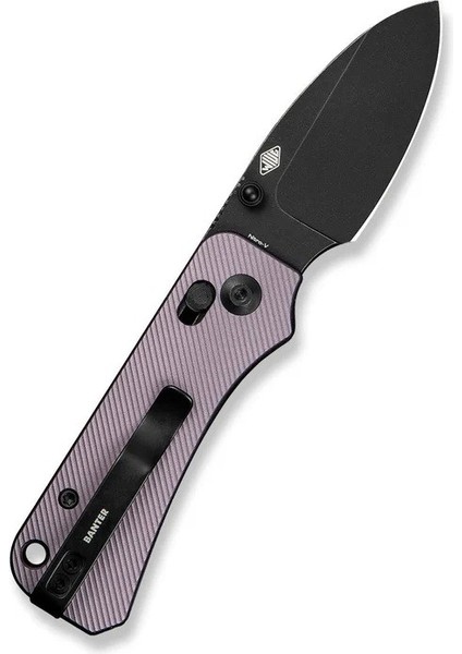 Baby Banter 2 Thumb Stud & Crossbar Lock Knife Purple Aluminum Handle Black Stonewashed Çakı modelleri