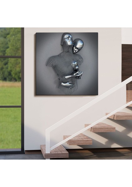 Gri ve Gümüş 3D Metalik Efektli Kanvas Tablo, Romantik Beden Aşk SANATI-5355 fırsatları