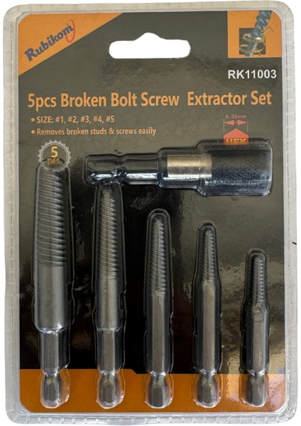 RK11003 Ters Kılavuz Vida Çıkarma Seti - 5 Parça