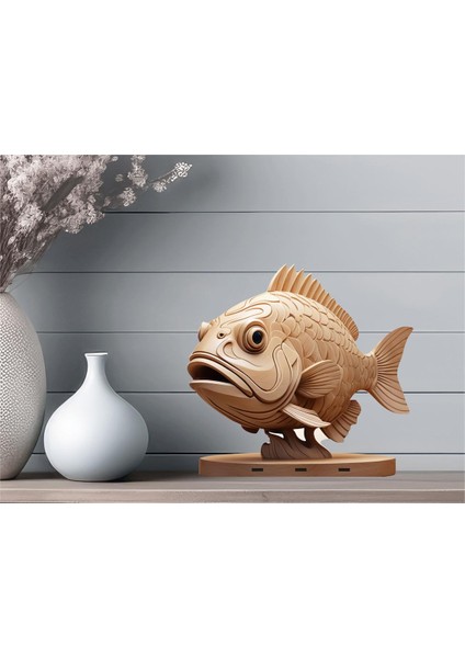 3D Ayaklı Ahşap Heykel Fotoğraf Baskı V2