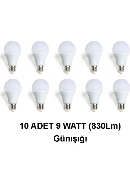 LED Ampul 9 Watt (830LM) 10 Adet