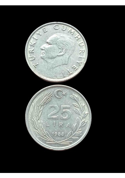 1988 25 Lira Koleksiyon Para Madeni Para Eski Para Hobi Hediye Antika Darpane