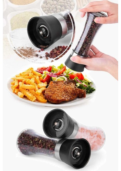 Karabiber Tuzluk Değirmeni Baharat Öğütücü Seramik Bıçaklı Dayanıklı 2li Değirmen Seti fiyatları