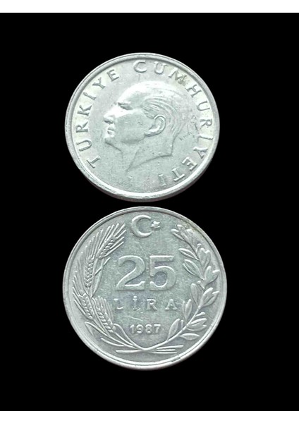 1987 25 Lira Koleksiyon Para Madeni Para Eski Para Hobi Hediye Antika Darpane