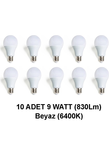 LED Ampul 9 Watt (830LM) 10 Adet