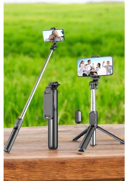 Tripod Kablosuz Bluetooth Bağlantılı Selfie Çubuğu 360 Derece Dönebilen fırsatları