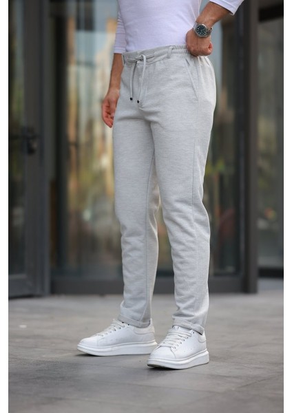 Erkek Beli Bağcıklı Duble Paça Örme Pamuklu Kumaş Jogger Pantolon