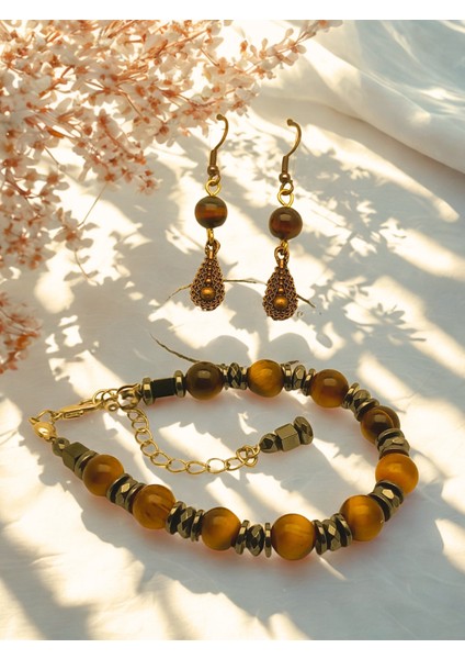 Kaplan Gözü Doğal Taş Takı Seti – Ayarlanabilir Bileklik ve Sallantılı Küpe – Enerji Taşı – Kadın Bijuteri Hediyelik Takı 2’li Set fırsatları