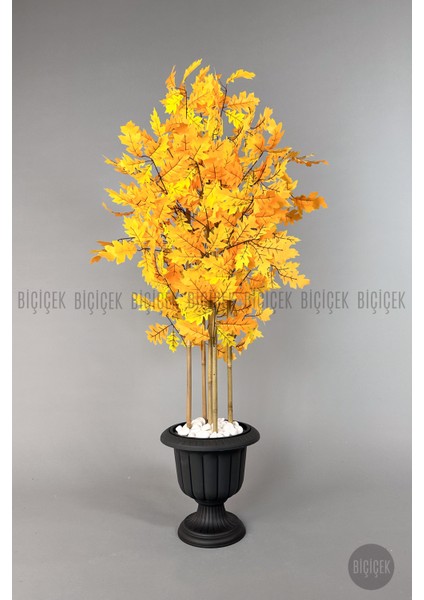 Yapay Bambu Gövdeli Sonbahar Çınar Ağacı 170CM 5 Bambulu Antrasit Renk Nergis Saksıda Yapay Ağaç indirimleri