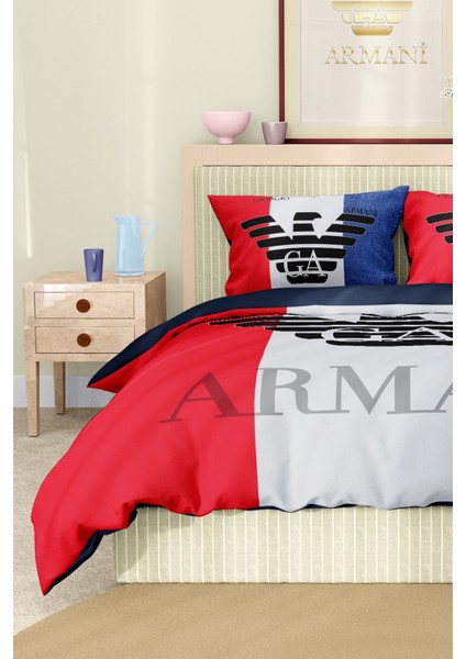 Marka Nevresim Takımı Çift Kişilik Pamuklu Saten Kumaş 6 Parça 3D Dijital Baskı Duvet Cover Set Model No:4 modelleri