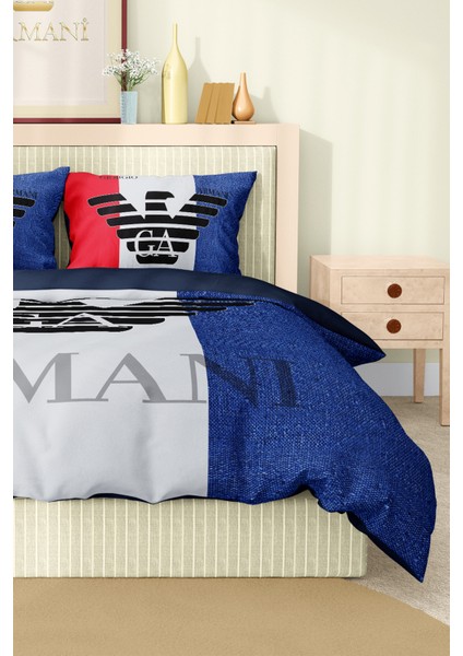 Marka Nevresim Takımı Çift Kişilik Pamuklu Saten Kumaş 6 Parça 3D Dijital Baskı Duvet Cover Set Model No:4 fırsatları