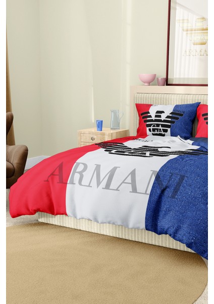 Marka Nevresim Takımı Çift Kişilik Pamuklu Saten Kumaş 6 Parça 3D Dijital Baskı Duvet Cover Set Model No:4