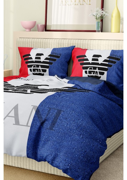 Marka Nevresim Takımı Çift Kişilik Pamuklu Saten Kumaş 6 Parça 3D Dijital Baskı Duvet Cover Set Model No:4