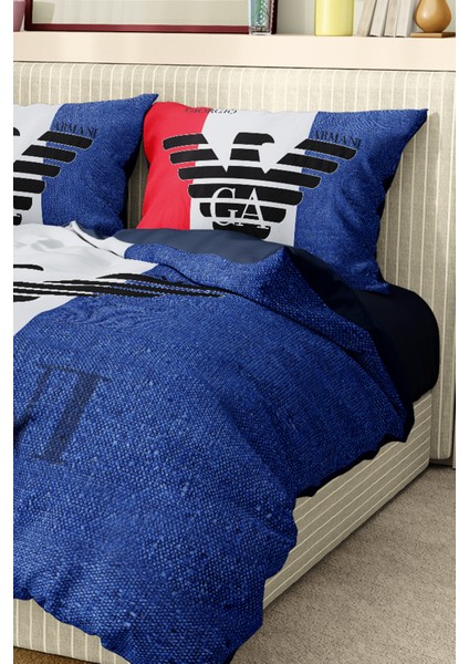 Marka Nevresim Takımı Çift Kişilik Pamuklu Saten Kumaş 6 Parça 3D Dijital Baskı Duvet Cover Set Model No:4