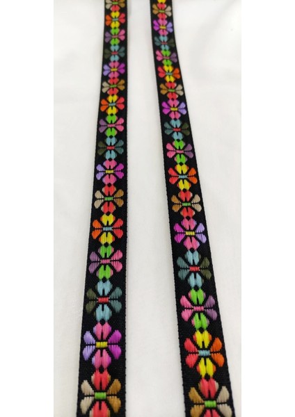 Renkli Çiçek Desen Dar Dokuma Şerit fırsatları