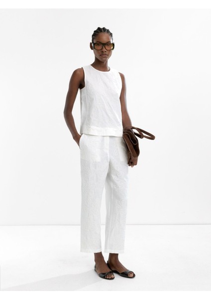 %100 Pamuk Nakışlı Pantolon