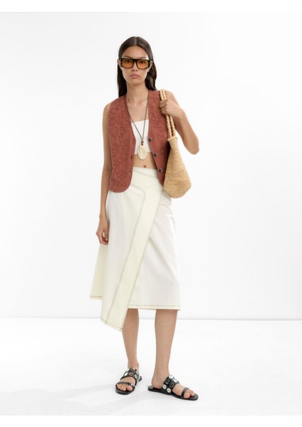 %100 Pamuk Nakışlı Yelek