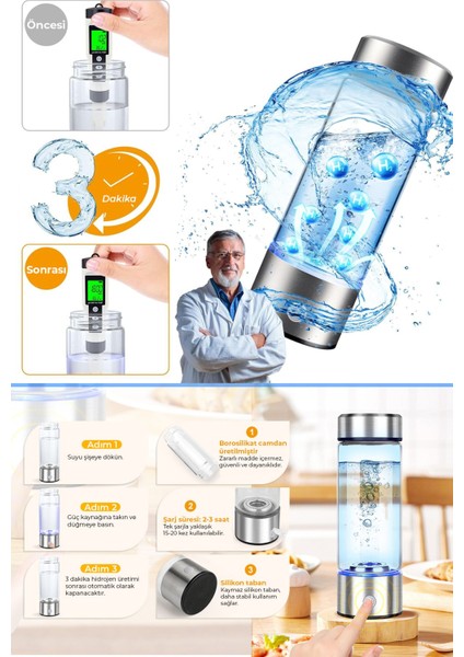 Taşınabilir Hidrojenli Su Üreteci Cihazı | Şarj Edilebilir & Spe/pem Teknolojili modelleri