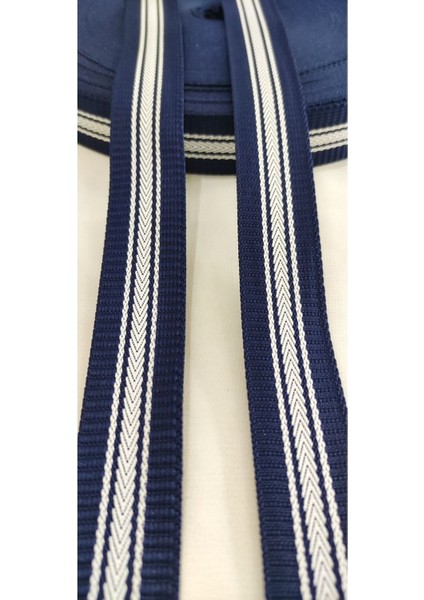 Lacivert Beyaz Dar Dokuma Şerit