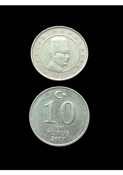 2007 10 Yeni Kuruş Koleksiyon Para Madeni Para Eski Para Hobi Hediye Antika Darpane