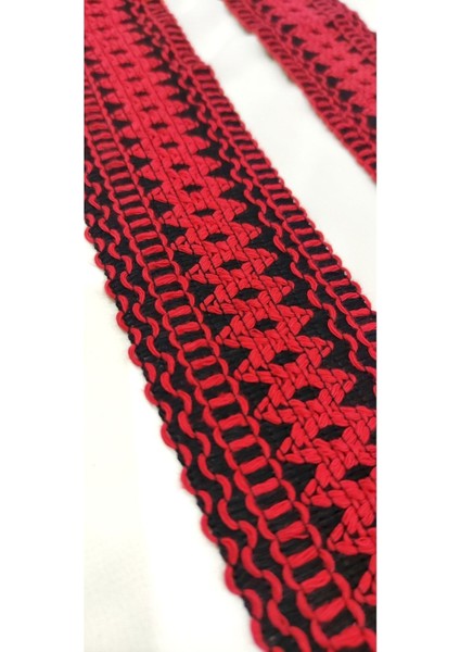 Siyah Kırmızı Örme Şerit 6 cm modelleri