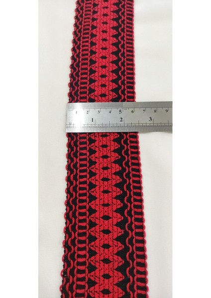 Siyah Kırmızı Örme Şerit 6 cm fırsatları