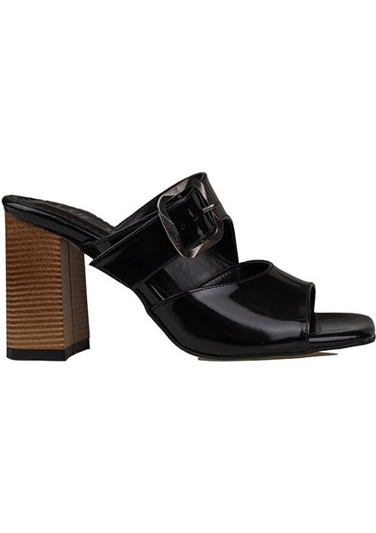 Siyah Rugan Kemerli Kadın Topuklu Terlik fiyatları