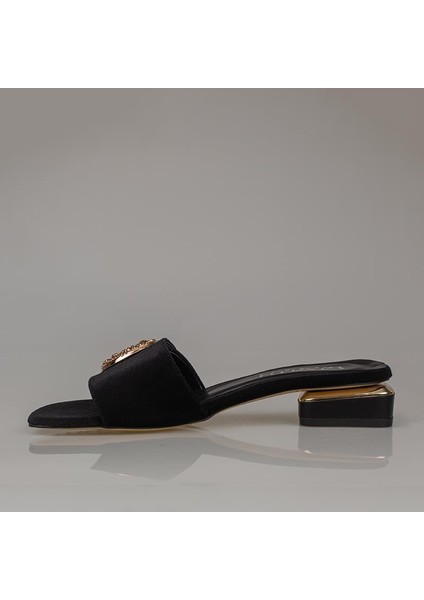 Siyah Düz Süet Saten Kadın Akustik Terlik modelleri