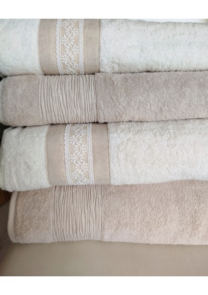 Tuana Keten Gipürlü 4 Parça Kutulu Banyo Takımı 2 Adet 90X150 cm 2 Adet 50X90 cm fiyatları