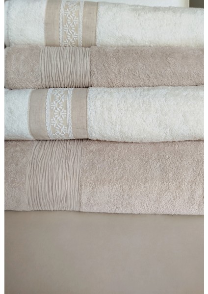 Tuana Keten Gipürlü 4 Parça Kutulu Banyo Takımı 2 Adet 90X150 cm 2 Adet 50X90 cm modelleri